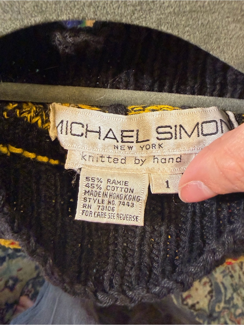 RARE Vintage 80s 90s Michael Simon Handknit Plaid cropped sweater Size Small - Picture 2 of 6